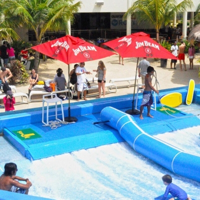 Double / Single Flowrider Water Ride Blue Colored Surfing Simulator Machine With Fiberglass Material