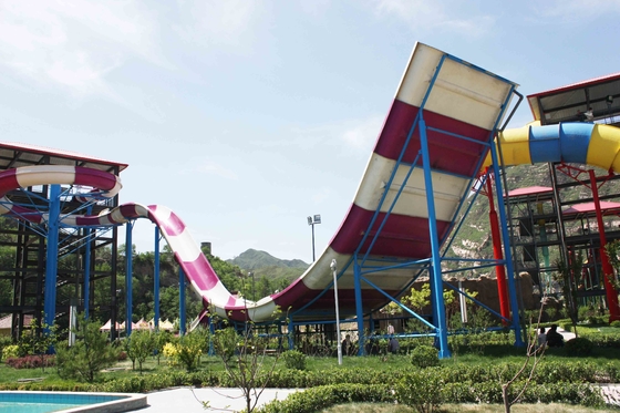 Giant Aqua Park Equipment Exciting Swimming Pool Fiberglass Waterslides For Adults