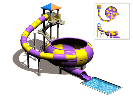 Aqua Park Fiberglass Slide / Space Bowl Water Slide With High Capacity 720 Riders / h