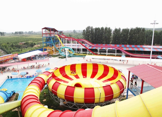 16m Space Bowl Water Slide Red / Yellow Aqua Park Construction