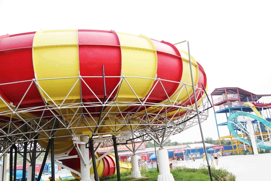 16m Space Bowl Water Slide Red / Yellow Aqua Park Construction