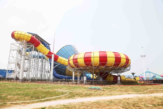 Aqua Park Fiberglass Slide / Space Bowl Water Slide With High Capacity 720 Riders / h