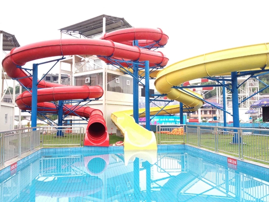 White Color Aqua Park Slide , Family Play Indoor Fiberglass Water Slides 6m Height for Water Park