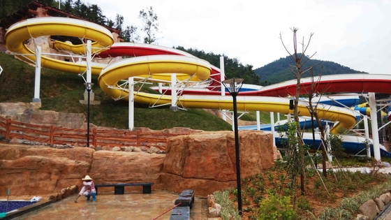 Stainless Steel Fastener FRP Spiral Water Slides For Giant Outdoor Water Park