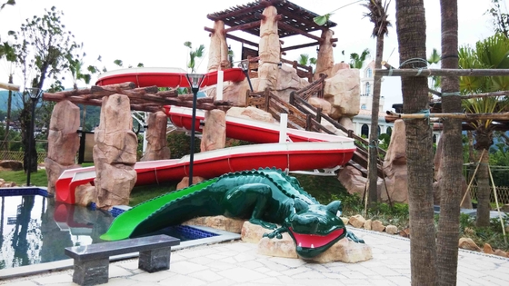 White Color Aqua Park Slide , Family Play Indoor Fiberglass Water Slides 6m Height for Water Park