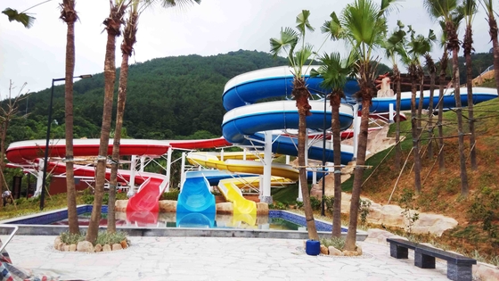 Stainless Steel Fastener FRP Spiral Water Slides For Giant Outdoor Water Park