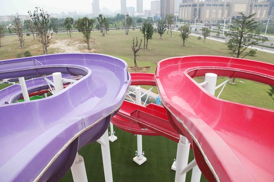 Stainless Steel Fastener FRP Spiral Water Slides For Giant Outdoor Water Park