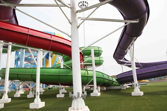 Stainless Steel Fastener FRP Spiral Water Slides For Giant Outdoor Water Park