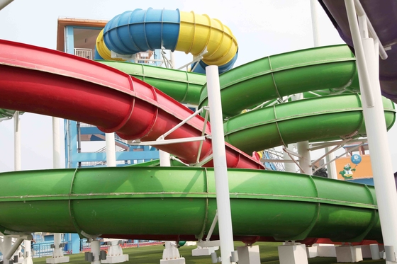 Colorful Aqua Park Equipment , Custom FPR Water Park Large Water Slides FOR Water Pare