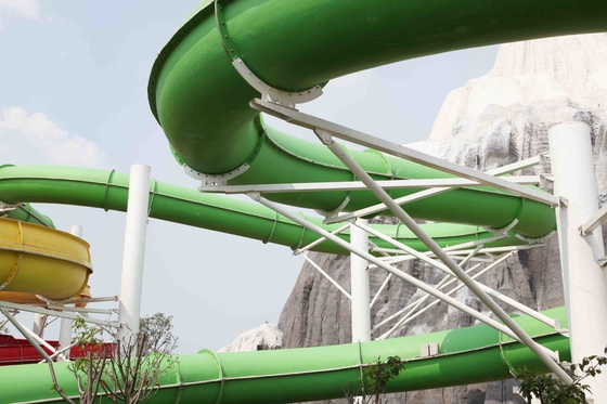 Colorful Aqua Park Equipment , Custom Water Slides With Galvanized Carbon Steel Frame