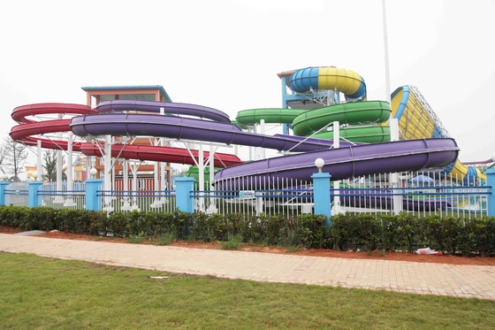 Stainless Steel Fastener FRP Spiral Water Slides / Fiberglass Water Slide