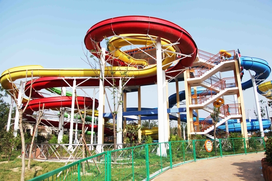 Exciting Waterpark Equipment / Fiberglass Water Slides With 304 Stainless Steel Screw