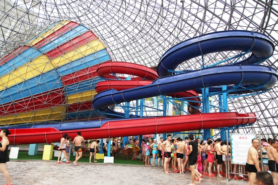 Outside Vison Huge Water Slides Custom Length And Platform Height HT-44