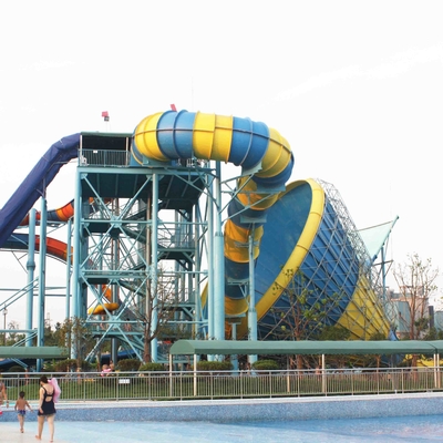 Red / Yellow / Green Fiberglass Water Slides for outdoor playground