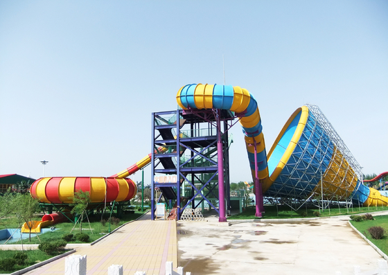 Customized Fiberglass Pool Slide / Super Tornado Water Slide 14.6m Platform Height