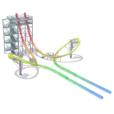 Speed Aqua Loop / Body Slide Aqua Park Fiberglass Water Slides , Platform Height 16m for Water Park