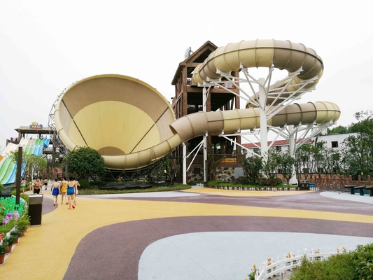 Tornado Fiberglass Commercial Family Water Slide For Water Park , 42*70m Floor space