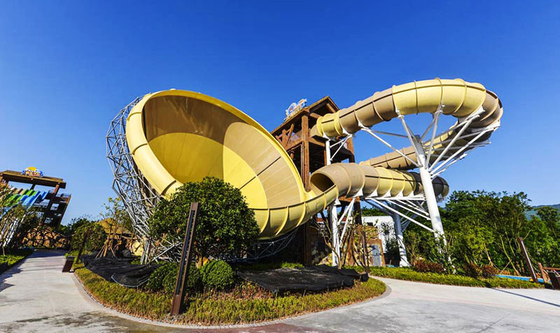 Tornado Fiberglass Commercial Family Water Slide For Water Park , 42*70m Floor space