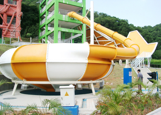 Commercial Fiberglass Cloth Outdoor Water Slides Plastic Slide 20*17m Floor Space