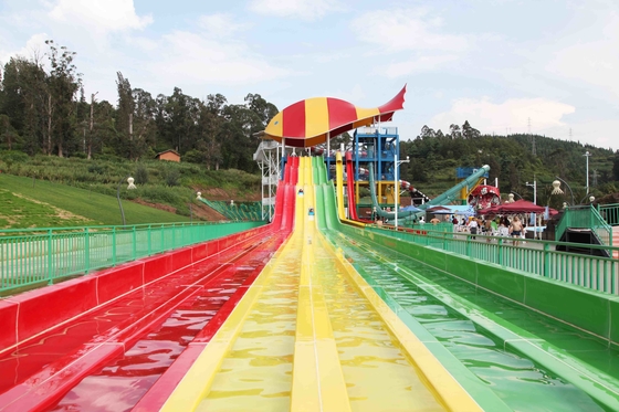 Commercial FRP Fiberglass Rainbow Water Slides customized SGS ISO9001