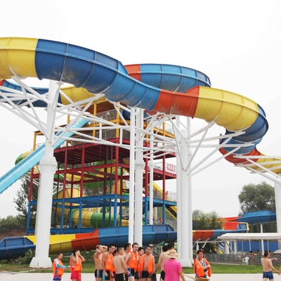 Colorful Aqua Park Equipment / Customized Fiberglass Water Slides For Water Park