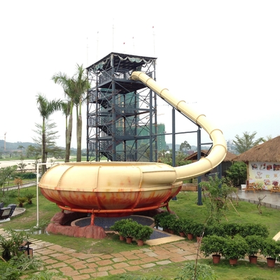 Red / Yellow Aqua Park Equipment 16m Space Bowl Water Slide For Water Park