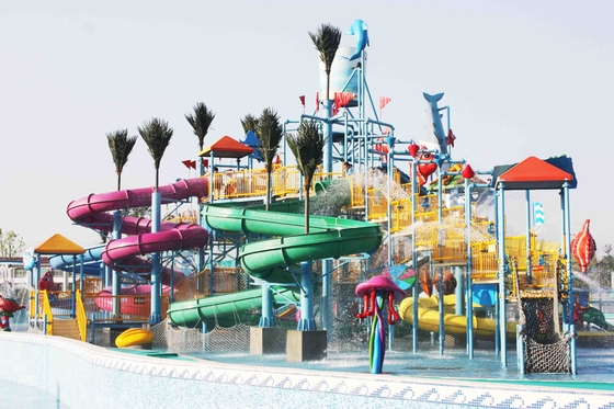 Gaint Fiberglass Water House Aqua Park Games With Water Slide For Family Fun