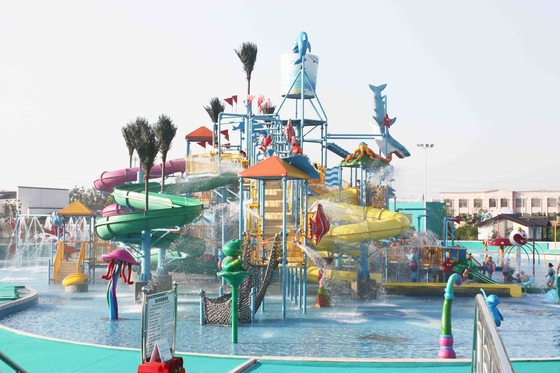 Gaint Fiberglass Water House Aqua Park Games With Water Slide For Family Fun
