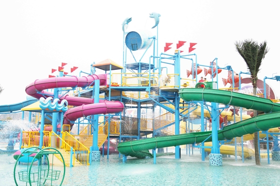 Gaint Fiberglass Water House Aqua Park Games With Water Slide For Family Fun