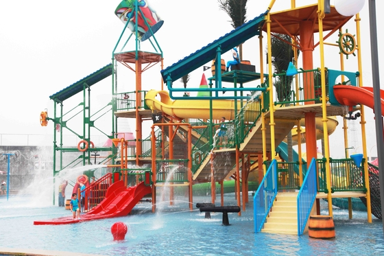 Outdoor Aqua Playground Water House Structures , Water Park Equipment OEM