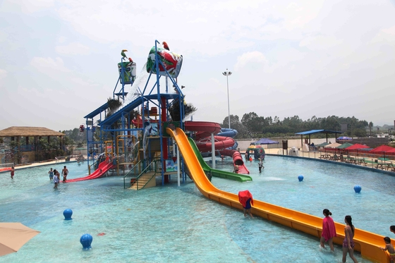 Interactive Aqua Park Games Water House For Fun Theme Park / Fiberglass Slides