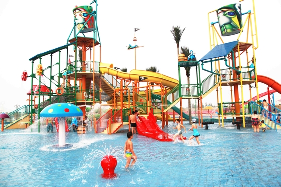 Durable Aqua Playground With Waterpark Slides And Funny Water Bucket