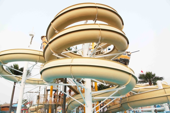 Colorful Outdoor Water Parks with Fiberglass Water Slides 29 x 27m Space