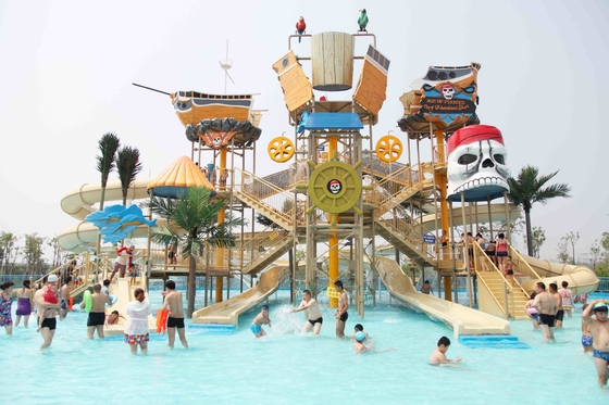 Fiberglass Aqua Playground Equipment Customized Big Water House For Family Fun