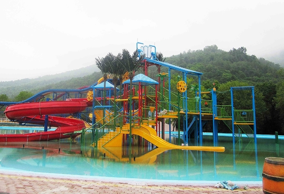 Large Kids Water Play Equipment / Mini Water House With Children Slide , 11.5*12.5*6.5m