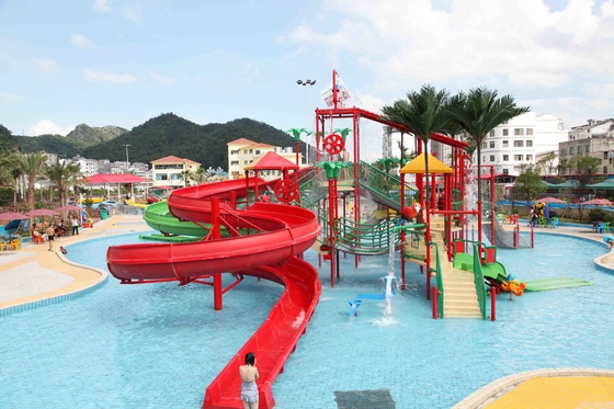 Large Kids Water Play Equipment / Mini Water House With Children Slide , 11.5*12.5*6.5m