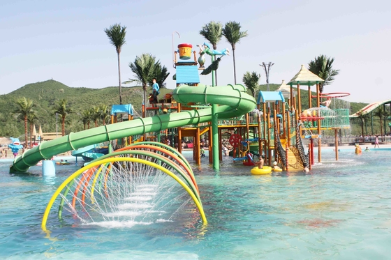 Family Commercial Aqua Playground Fiberglass with Water Park Slides / Customized Water Park Equipemnt