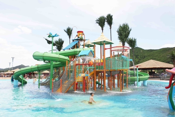 Family Commercial Aqua Playground Fiberglass with Water Park Slides / Customized Water Park Equipemnt