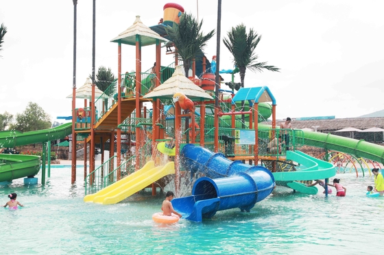 Fiberglass Aqua Playground Equipment Interactive Fiberglass Products / Customized Water Park Products