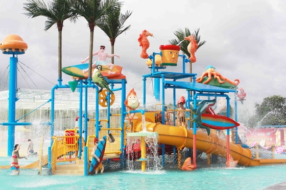 Interactive Fiberglass  Water House / Slide Toddler Playground Equipment  for Water Park 150 Riders / Time