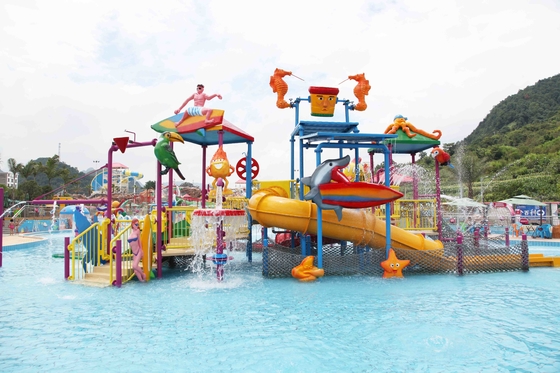 Fiberglass Kids' Water House Playground Inside Water Parks With Water Pump