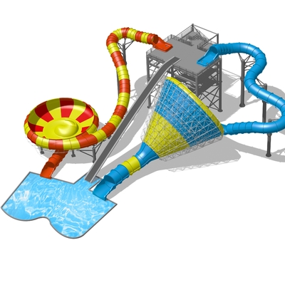Outdoor Aqua Park Equipment With Super Bowl Slide Colorful Water Slide