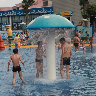 Customized Fiberglass / PVC Spray Mushroom Waterpark Equipment For Kids Games