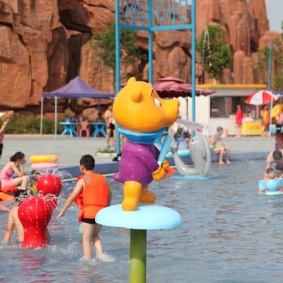 Water Sprayground Spray Park Equipment , Monkey Cartoon Shaped Aqua Play Water Park