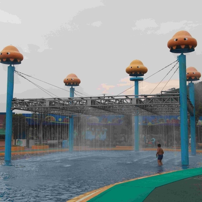Mushroom Group Spray Park Equipment , Customized Fiberglass Water Slide for Water Park