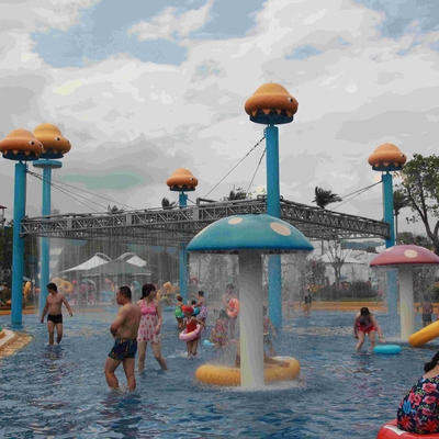 Mushroom Group Spray Park Equipment , Customized Fiberglass Water Slide for Water Park