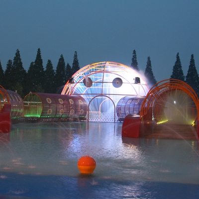 PVC Spray Park Structures Playground Equipment With 0.3~0.6m Water Depth
