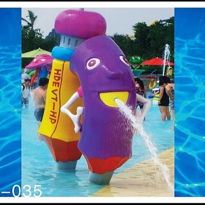 Fiberglass, PVC Kids Recreation Waterpark Equipments, Pencil Spray Park Equipment