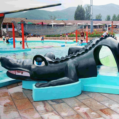 Fiberglass Water Park Equipment Cartoon Crocodile Slide For Children / Customized Water Slide