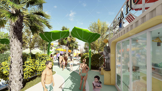 Safe Customized Hotel Resort Aqua Water Park Conceptual Design For Amusement Park